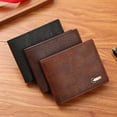 thumbnail image 2 of Mosey Men Wallet Faux Leather Solid Color Vintage Large Capacity Multi Pockets Portable Foldable Coin Changes Storage Purse Card Holder Business Gift, 2 of 8