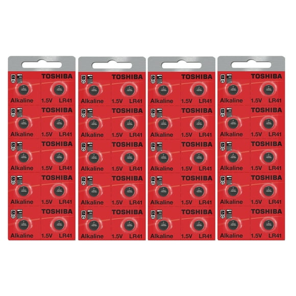 Toshiba LR41 AG3 Alkaline 1.5 Volt Batteries, 40 Cells