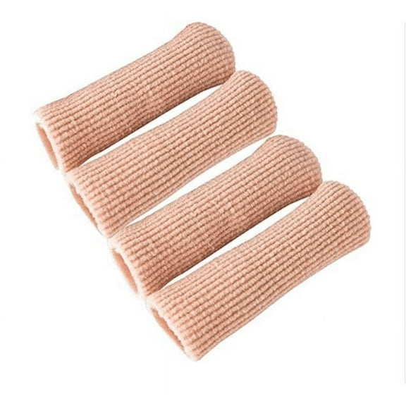 4pcs Adjustable Cuttable Gel Toe and Finger Cap Lined Gel Toe Covers Sleeves Ribbed Knit Toe Caps Digital Caps (L)2.0cm