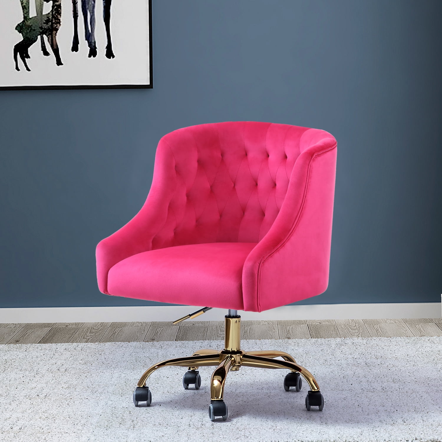 14 Karat Home Office Chair Lydia Modern Velvet Fabric Computer Chair