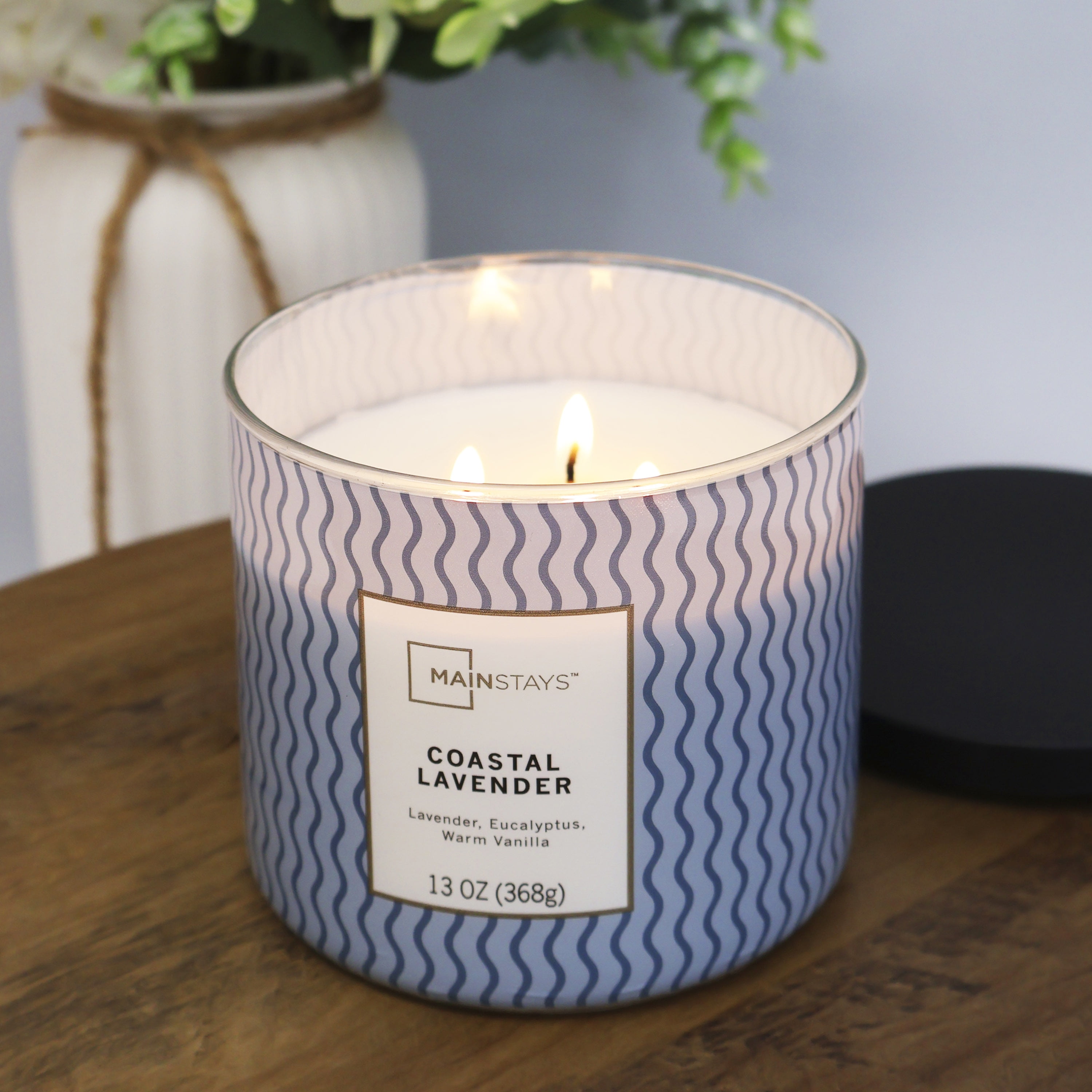 Mainstays 3-Wick Textured Wrap Coastal Lavender, 13-Ounce