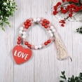 thumbnail image 6 of nvzhuang Valentines Day Wooden Bead Garland Tiered Tray Decor Garland Beads with Heart Tags Hanging Wall Decor, 6 of 8