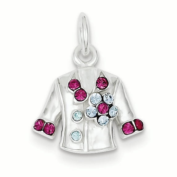Beautiful Sterling Silver Crystal Jacket Charm