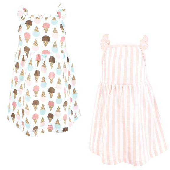 Luvable Friends Hudson Baby Dresses 2pk, Buttercream Swirl, 0-3M