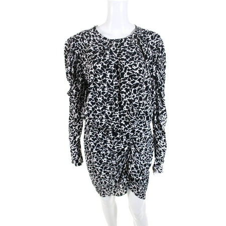 

Pre-owned|Etoile Isabel Marant Womens Abstract Print Ruched Dress White Black Size EUR 40