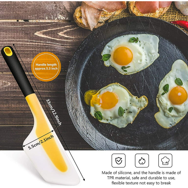 Unicook 2 Pack Flexible Silicone Spatula, Turner, 600F Heat Resistant, Ideal for Flipping Eggs, Burgers, Crepes and More, FDA