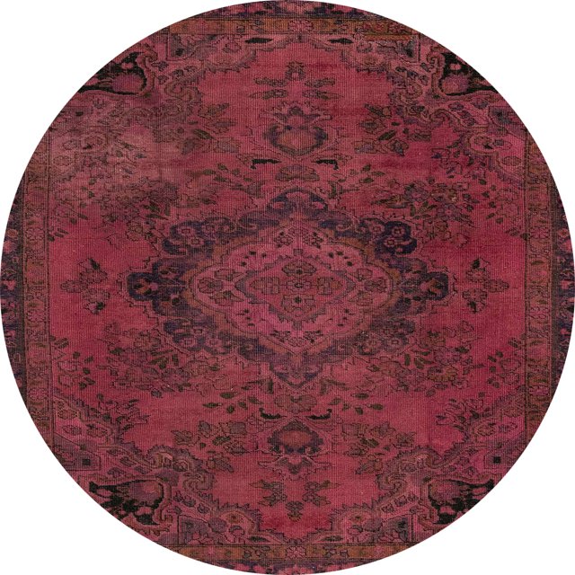 Ahgly Company Tapis Rond Abstrait Rouge Bordeaux Abstrait pour Intérieur, 8 Pieds Rond