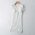 thumbnail image 2 of WREESH Womens Nursing Pajamas Breastfeeding Solid V-Neck Dress Short Sleeve Nightgowns Breastfeeding Postpartum Pregnant Dress Sleepwear With Chest Pad White, 2 of 9