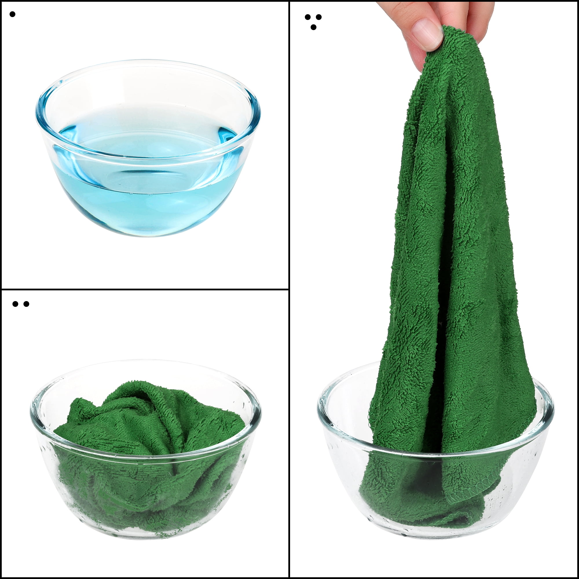 Unique Bargains 12"x12" Microfiber Thick Absorbent Dishwashing Kitchen Towels Green