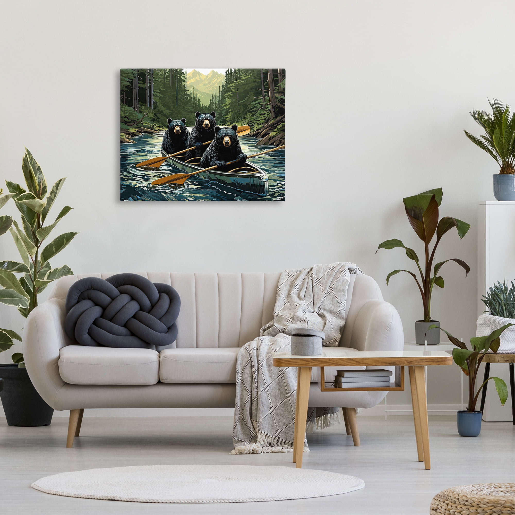 Stupell Industries Woodland Canoeing Bears Animals & Insects Painting Gallery Wrapped Canvas Art Print Wall Art, 40 x 30