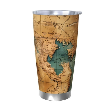 

Goofa Antique Map Adventure Scene for 20 oz Skinny Tumbler Stainless Steel Coffee Mug Slim Vacuum Insulated Travel Cup Car Cup-Without Straw