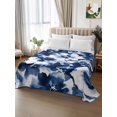 thumbnail image 3 of King Flat Sheet Only Abstract Watercolor Flower Art Soft Microfiber Cooling Bedding Sheets Natural Blue White Floral Flat Bed Sheet, 3 of 9