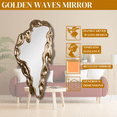 thumbnail image 2 of FFPEG Vintage Hand-Carved Golden Waves Mirror - 1940s Hollywood Glam - Classic Rectangular Wall Decor, 2 of 6