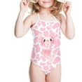 thumbnail image 2 of SEANATIVE Cow Print Lace Up Bathing Suit Size 1-2 T Casual Sleeveless Swimwear for Kids Girls Soft Axolotl Pink Tankini Swimsuit for Girls, 2 of 5
