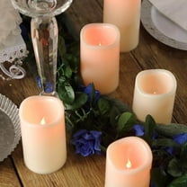 Efavormart Set of 5 Ivory Color Changing Flickering Flameless Candles LED Pillar Candles With Remote - 6"| 5"| 4"