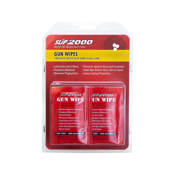 SLIP 2000 Gun Wipes, Treated with Slip 2000 Synthetic Gun Lube, All Metal Surfaces, Size 5" x 8", 20 Wipes