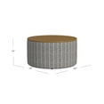 thumbnail image 4 of HomePop Large Modern Round Storage Ottoman with Wood Lift-Top Lid, Gray Pinstripe/Honey Oak, 4 of 9