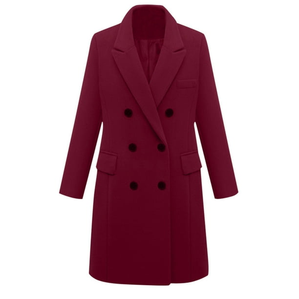 navy blue dress for baby girl SELONE Peacoats for Women Long Sleeve Jacket Plus Size Lapel Mid-Length  Button Up Double Breasted Coat Loose Fashionable Solid Outerwear with  Pockets Winter Overcoat Outwear Coat Clothes Wine 2XL
