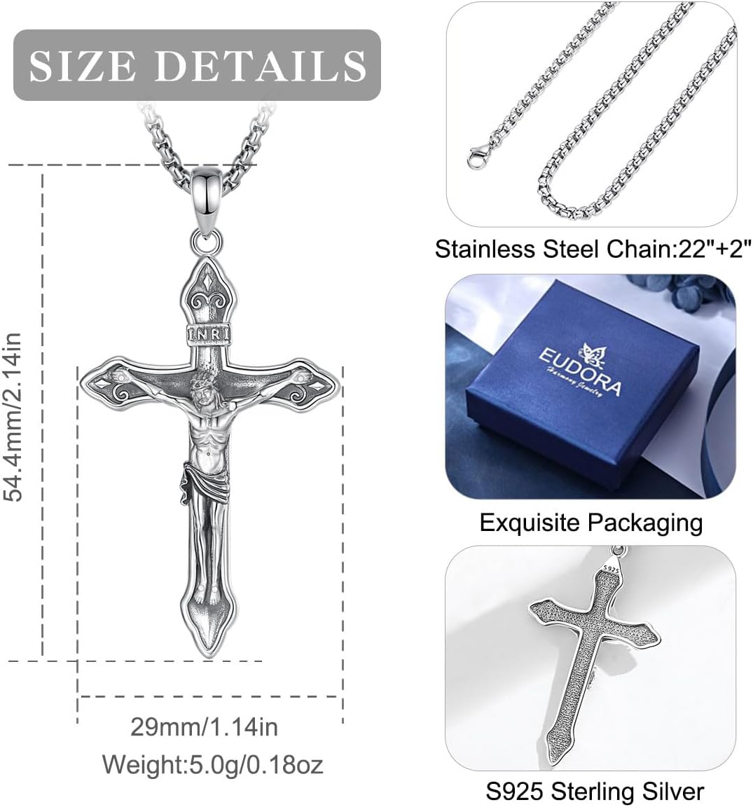 Sterling Silver St Joseph Pendant Necklace - 925 Silver Religious Jewelry For Men & Women