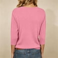thumbnail image 4 of cocolona Womens Solid Color 3/4 Sleeve Tops Crew Neck Basic Loose Shirt Dressy Casual Outfits Blouses, 4 of 6