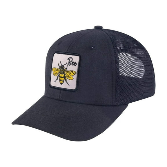 Unisex Embroidered The Bee, 6-Panel Trucker Hat, Dark Grey/Black, Adjustable Fit