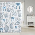 thumbnail image 2 of Manfei Sketch Conch Bowknot Shower Curtain 72Wx72L,Scallop Ocean Bathroom Curtain, 2 of 5
