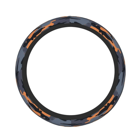 Car Steering Wheel Cover For Men Women Elastic Non-Slip Car Steering Wheel Covers Protector Universal 15 Inch Camouflage Army Dinosaurs Orange