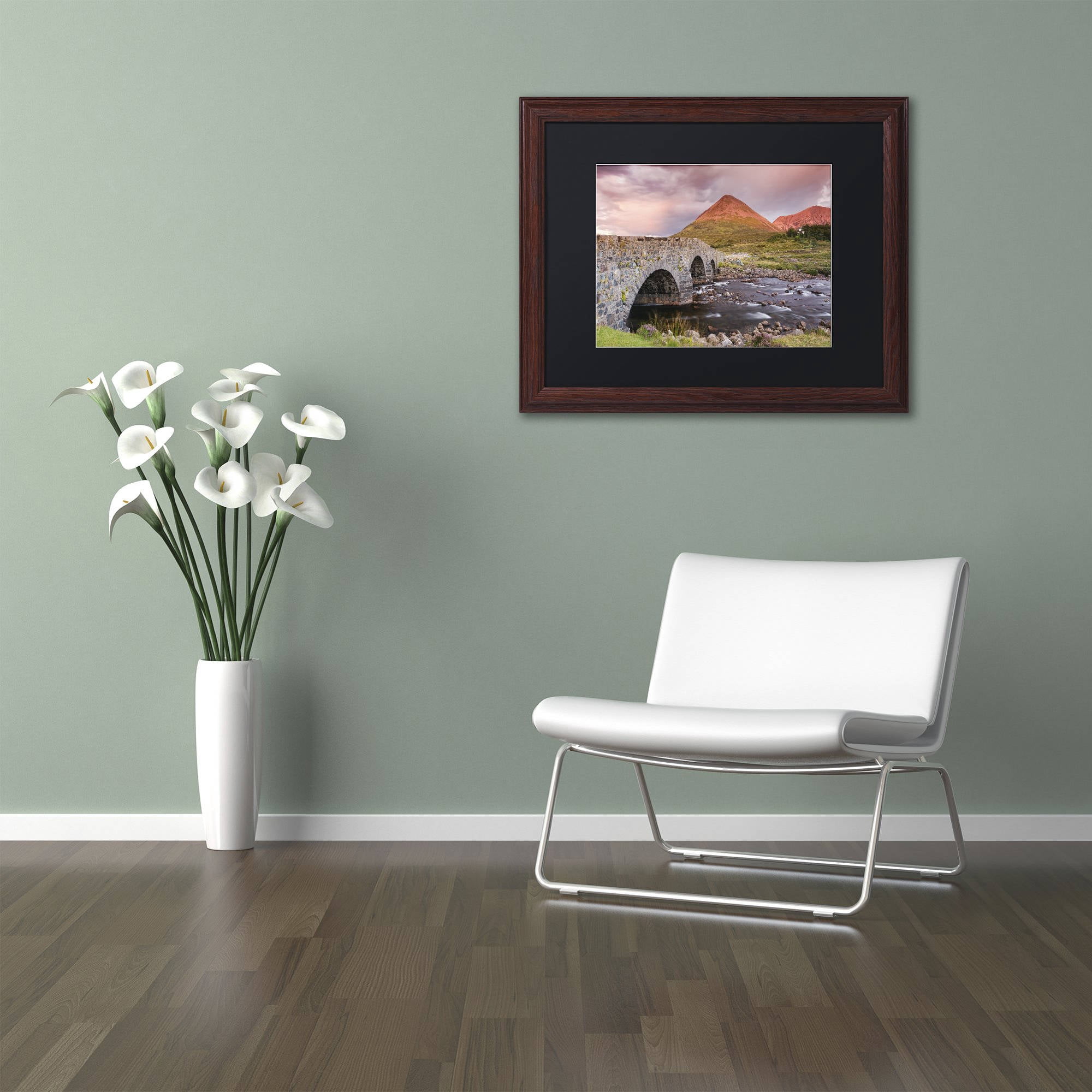 Trademark Fine Art "Scottish Bridge" Canvas Art by Michael Blanchette Photography Black Matte, Wood Frame