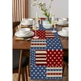 thumbnail image 2 of 4th of July Burlap Cotton Table Runner 13x90 Inches Long, Independence Day Red Blue Vintage Farmhouse Table Runners, Outdoor Dining Tablecloths Decor for Baby Shower/Party/Wedding, 2 of 6