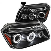 LED Halo Projector Headlight In Matte Black Housing Clear Lens Made For And Compatible With 2005 - 2007 Dodge Magnum 05 06 07