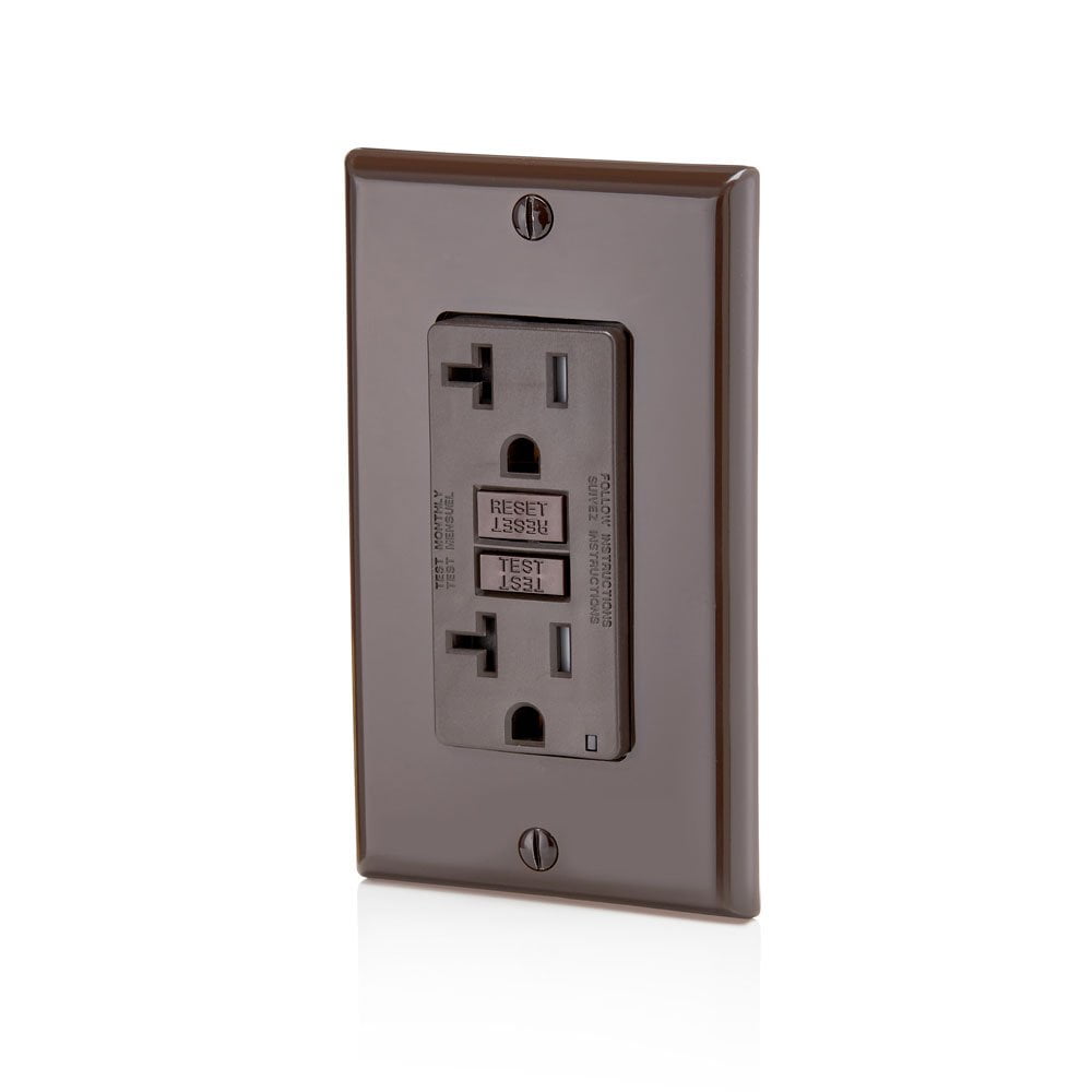 Leviton GFCI Outlet, 20 Amp, Self Test, Tamper-Resistant with LED Indicator Light, Protection from Electric Shock and Electrocution, GFTR2, Brown