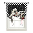 Black White Plaid Chefs Kitchen Food Retro Curtains for Living Room