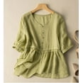 thumbnail image 2 of GigrtiJin Women's 3/4 Sleeve Tops Cotton Linen Blouses Dressy Casual V Neck Shirts Summer Fashion Loose Cute T Shirt, 2 of 6