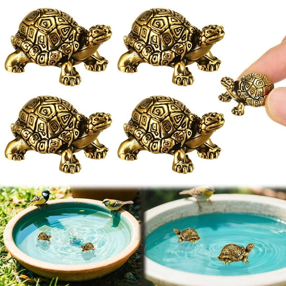 Adornos de baño Lisbinx con forma de mini tortuga/pájaro, de cobre, 2,5 x 1,9 cm, purificadores de agua naturales para baños de pájaros y decoración de jardín.
