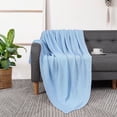thumbnail image 1 of PiccoCasa 100% Cotton Soft Knitted Throw Solid Blanket for Couch Sofa Bedroom, Pale Blue 50"x60", 1 of 7