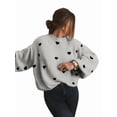 thumbnail image 3 of Women'S Oversized Heart Sweater Long Sleeve Crewneck Drop Shoulder Cute Knit Tops Jumper Gray S, 3 of 8