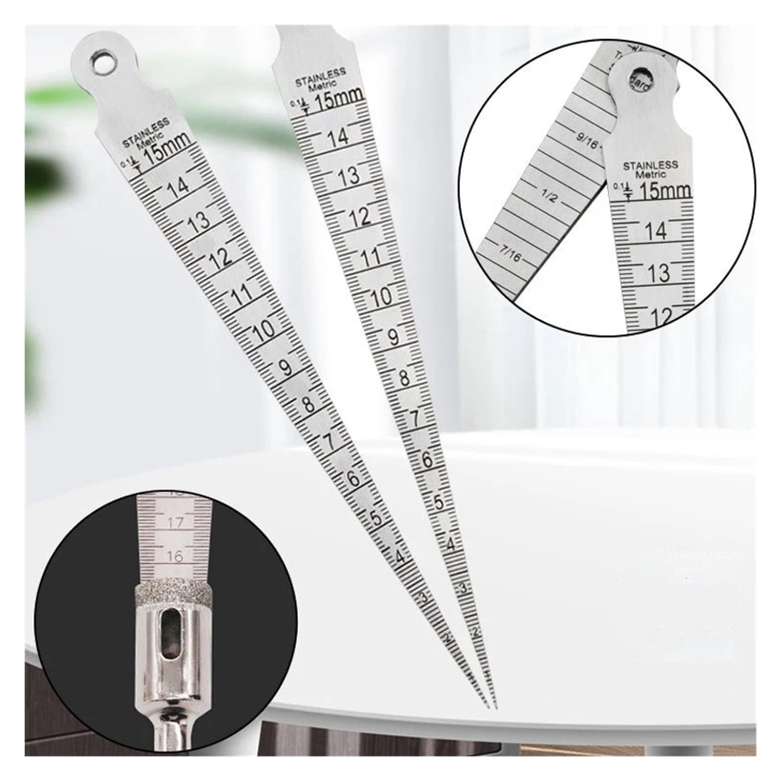 1-15 Mm Taper Ruler Stainless Steel Gap Hole Measuring Tool Double-sided Wedge-shaped Aperture Scale Feeler Gauges Filler Gauge ,Corrosion-Resistant