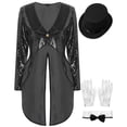 thumbnail image 5 of Aislor Women Magician Cosplay Tailcoat Jacket Halloween Performance Fancy Dress up Outfits Black 3XL, 5 of 7