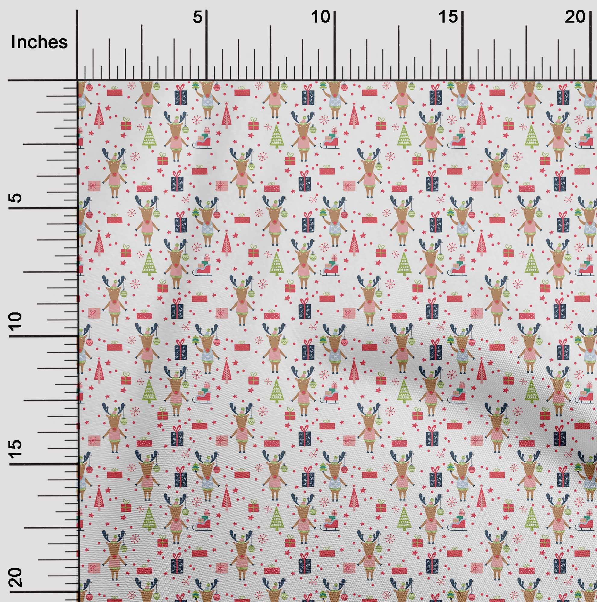 oneOone Cotton Jersey White Fabric Merry Christmas Sewing Fabric By The Yard Printed Diy Clothing Sewing Supplies 58 Inch Wide-AWG
