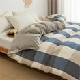 thumbnail image 1 of Edredón King Size, 100 % algodón suave, diseño moderno a cuadros, acolchado extragrande, juego de colcha reversible de algodón, tela de algodón., 1 of 7