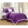 thumbnail image 4 of Legacy Decor 9 pc Pleated Microfiber Comforter Set, Purple and White Color, California King Size, 4 of 6