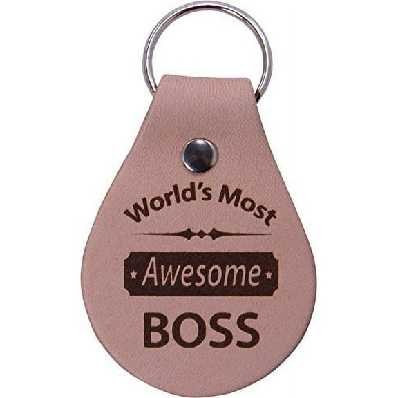 World's Most Awesome Boss Leather Key Chain - Great Gift for Boss and Bosses Week