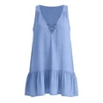 thumbnail image 5 of Lenpel Womens Mini Tank Dresses V Neck Sleeveless Ruffle Hem Boho Summer Dresses Flowy Casual Beach Vacation Clothes, 5 of 6