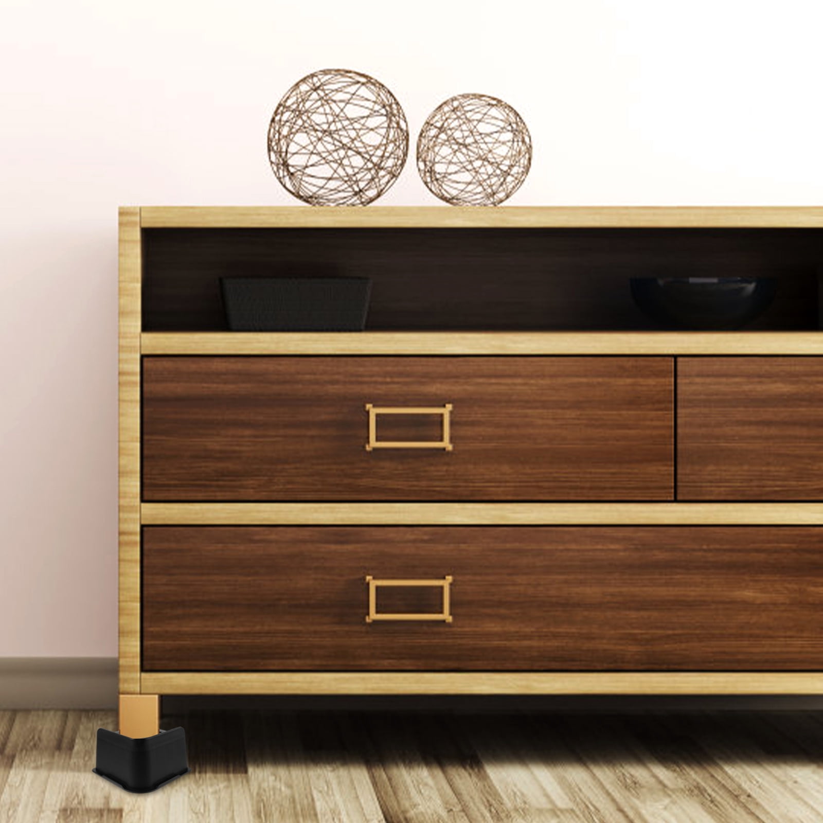 Black Rubber Furniture Legs Risers for Home Use Create More Storage Pcs