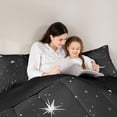 thumbnail image 5 of jejeloiu Cartoon Stars Moon Queen Comforter Set,Galaxy Strayy Sky Bedding Sets,White Black Bedding Comforter Set For Teens,Super Cozy Room Decor Reversible,3pcs, 5 of 8