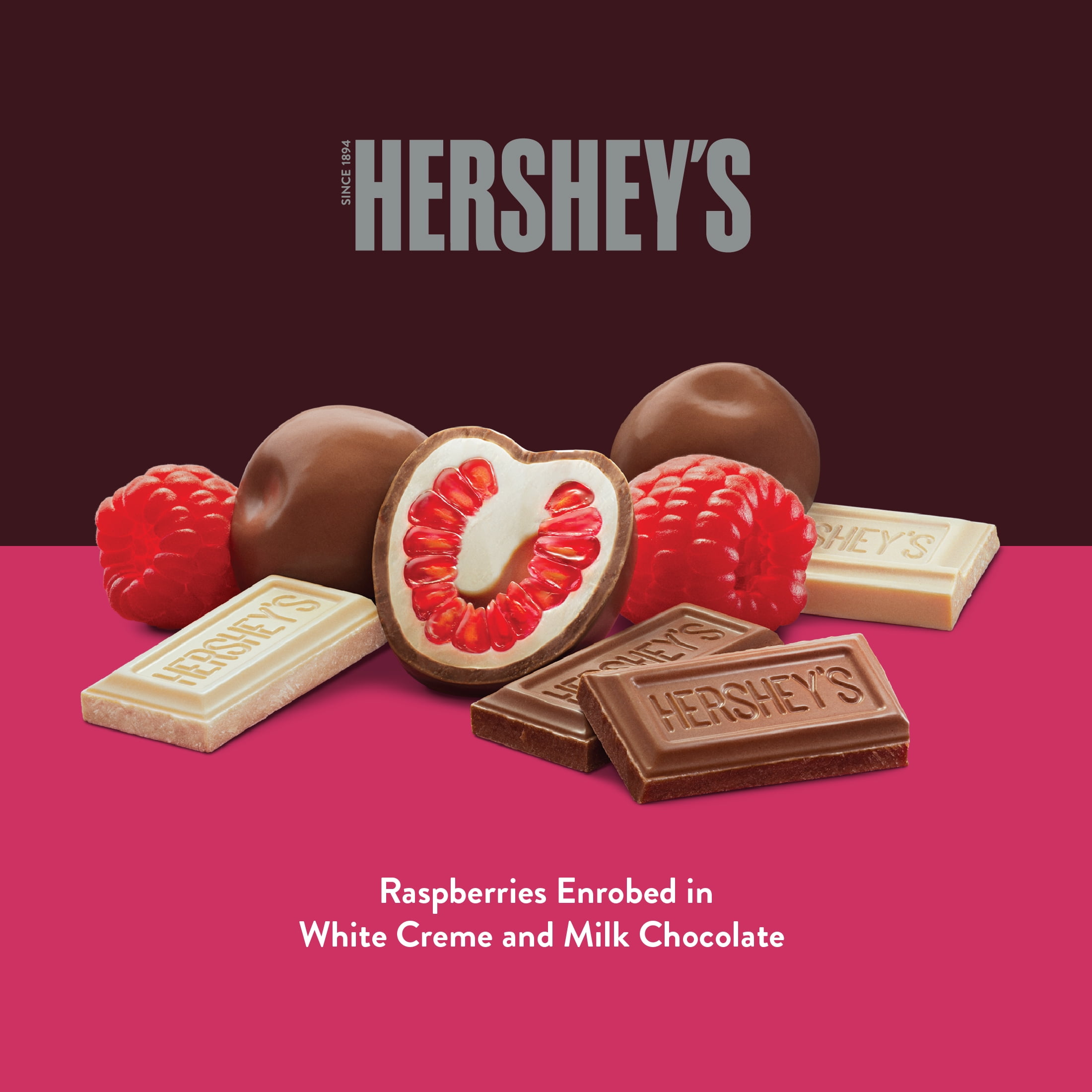 Hershey's Raspberries in White Creme & Milk Chocolate, 8 oz (Frozen)