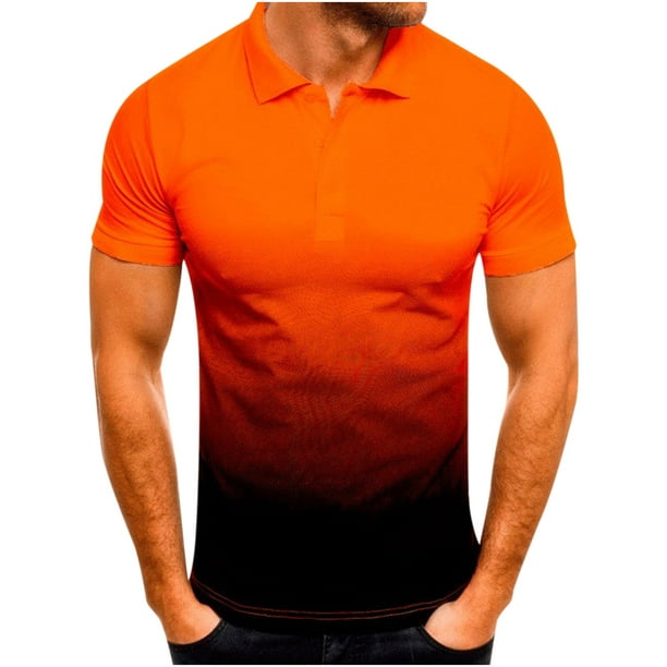 Pisexur Summer Polos pour Homme, Dégradé Imprimé Slim Fit Pull Sport Top Manches Courtes T-Shirt
