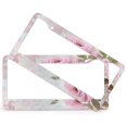 thumbnail image 2 of 2 PCS Pink Roses Shabby Chic Painting License Plate Frame Roses Flowers Bouquet Licenses Plates Frames Front Licenses Plate Covers Car Tag Frame Quality Aluminum 2 Hole for Girl Women Men Vehicles, 2 of 6