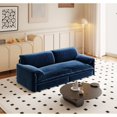 thumbnail image 4 of 66" Queen Convertible Sleeper Loveseat with Side Storage in Blue Velvet, 4 of 10