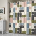 thumbnail image 5 of Country Art Shower Curtain, Watercolor Green Blue Beige Geometric Grid Waterproof Shower Curtain Set with 12 Hooks Lightweight Bath Curtains Fabric Bathroom Decor 36x72 Inches, 5 of 9